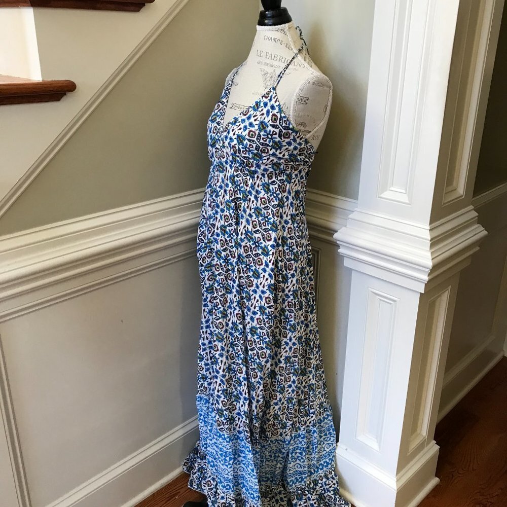 Roberta Roller Rabbit Marble Lois Maxi Dress Womens Small Blue V-Neck Sleeveless - Picture 8 of 14
